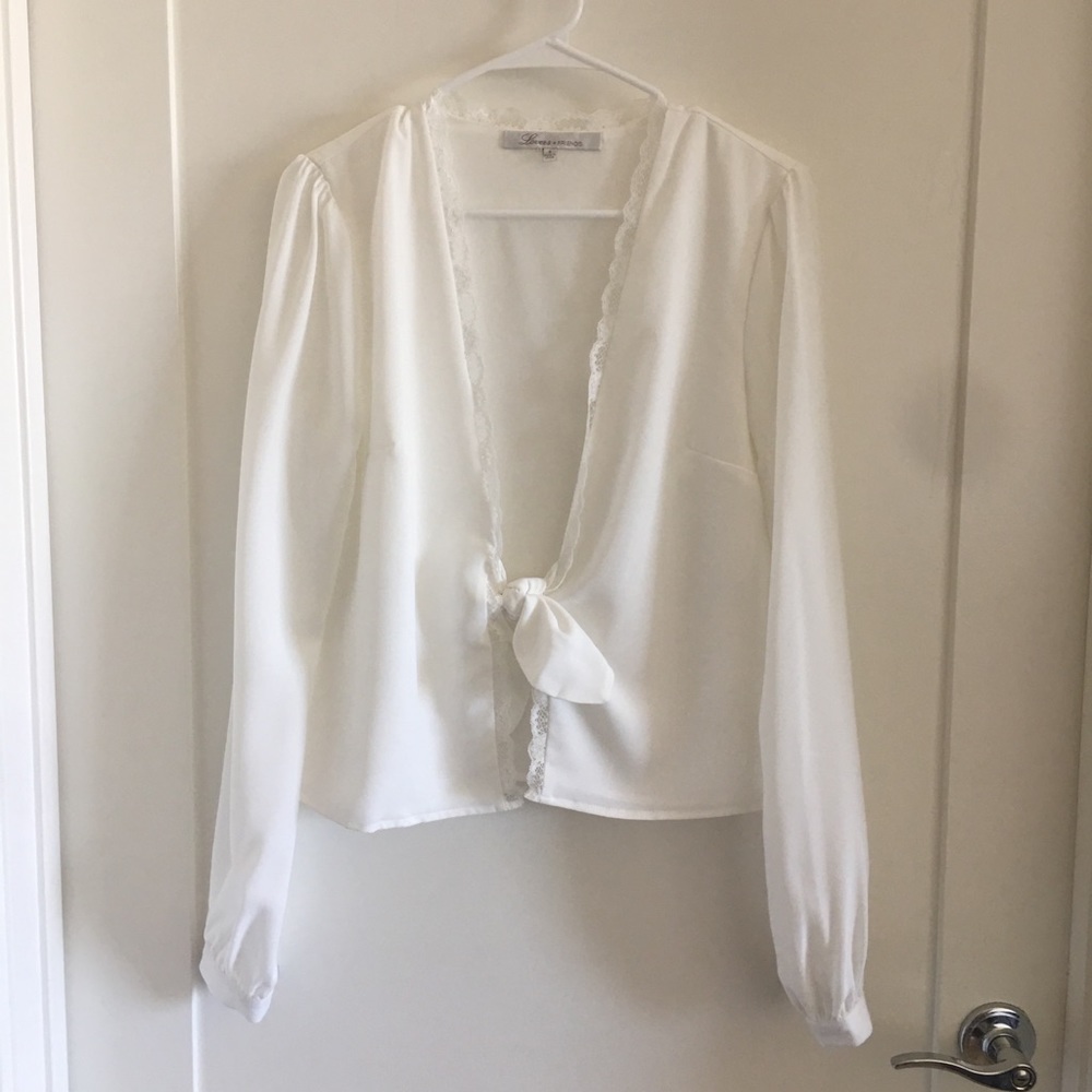 Lovers + Friends White Tie Front Top